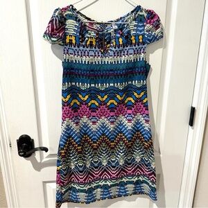 Anthropologie Ayla Abstract Art Print Cutout Dress